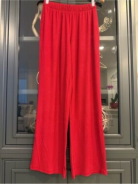SKIMS “Brick” Red Wide-Leg Lounge Pants